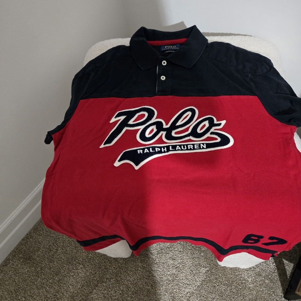 Polo Ralph Lauren Red and Black Polo Shirt Medium Size